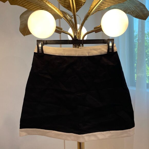 Black & White Reformation Robbie Linen Two Piece Mini Skirt Set - Picture 5 of 7